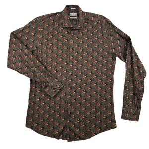 Thomas Maine Shirt Men's 16 Tailored Fit Liberty Fabric Floral Cotton Button-Up